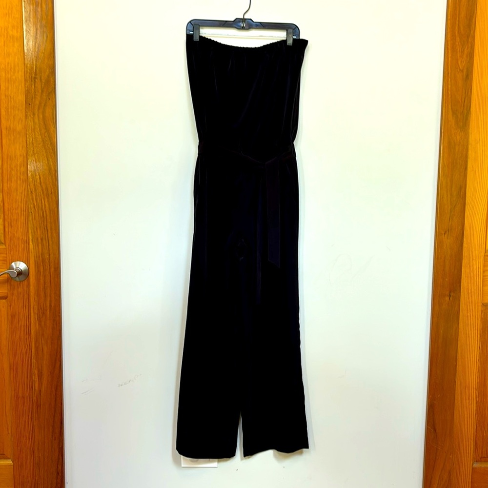 Black strapless jumpsuit with belt from LOFT size M